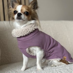 Boho Lila Purple Hundepullpver mit Teddyfleece